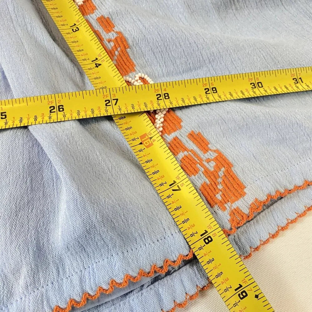 Tory Burch Bright Blue Embroidered Cotton Boho Short Skirt Size 14 - Picture 8 of 12